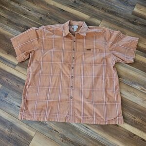 Carhartt Men's Peach Plaid Button Down Shirt